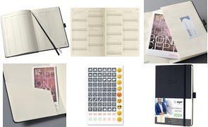 sigel Buchkalender Conceptum 2024, ca. DIN A5, schwarz Wochenkalender, 148 x 213 mm, 1 Woche / 2 Seiten, 192 Seiten - 1 Stück (C2419)