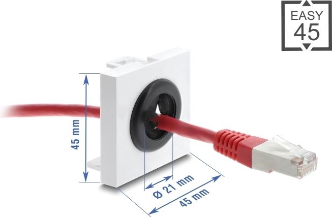 Delock Easy 45 Kabeldurchführung rund O weiß schwarz (91074)