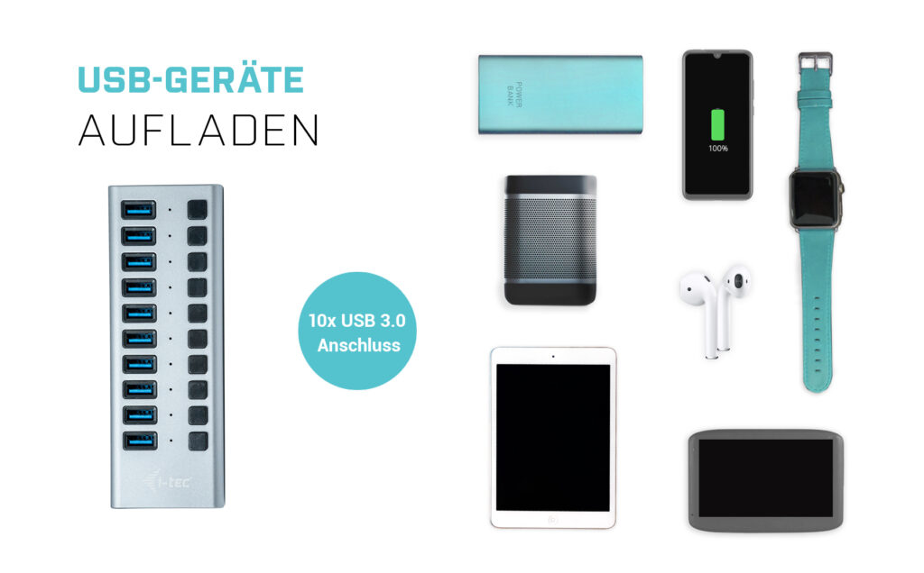 i-tec i-Tec USB 3.0 Charging HUB 10 Port + Power Adapter 48 W Grau