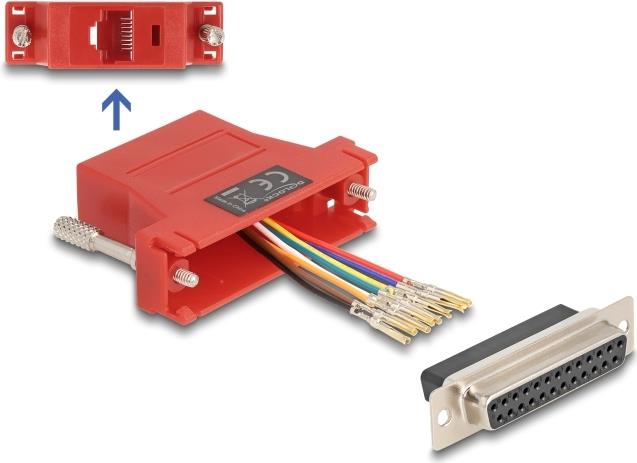 Delock D-Sub 25 Pin Buchse zu RJ45 Montagesatz rot (67118)