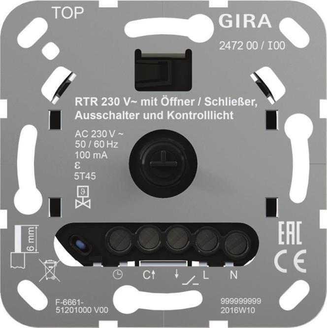 Gira Raumtemperaturregler 230V Öff./Schließ. 247200 (247200)