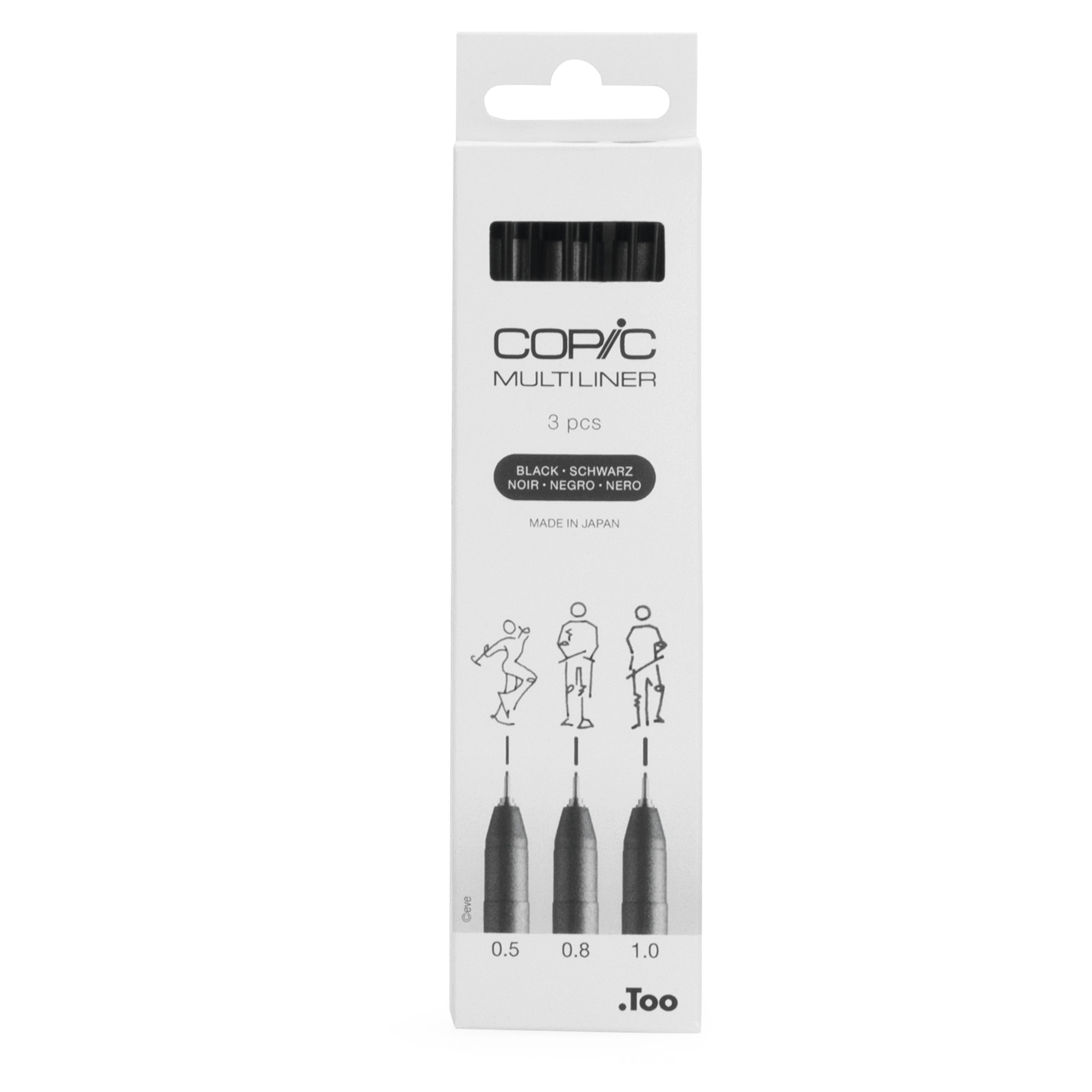 COPIC Multiliner Fineliner Set Schwarz 0,5 + 0,8 + 1,0 mm, 3 St.