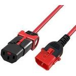 ACT Powercord C13 IEC Lock+ - C14 IEC Lock Dual Locking red 2 m, PC3615 (AK5514)