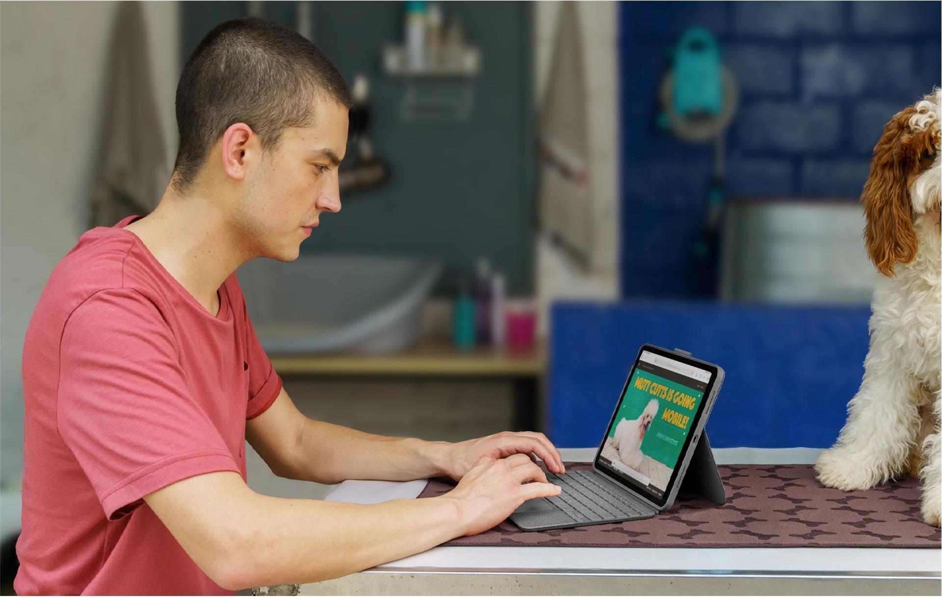 Logitech Combo Touch für iPad (10. Generation) Tastatur-Case mit Trackpad QWERTY UK Oxford Gray