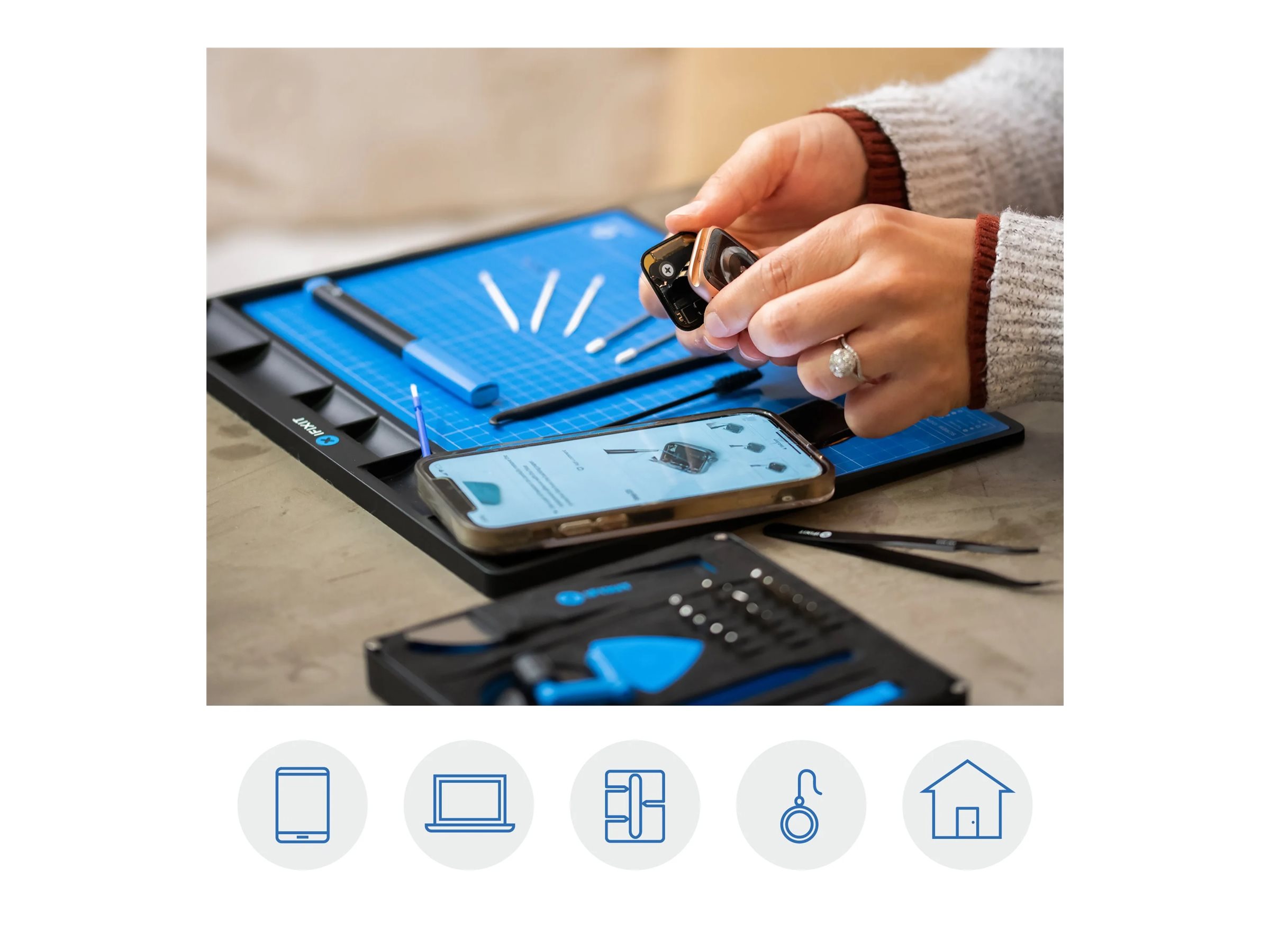 iFixit FixMat Magnetmatte 300 x 250 mm Schwarz, Blau, Weiß