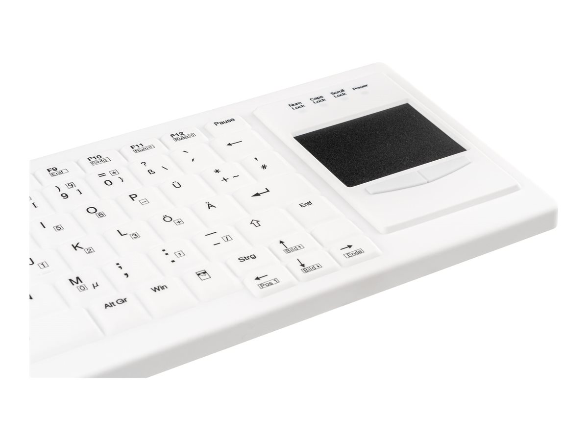 GETT CleanType Xtra Touch Protect Silikontastatur mit Touchpad IP68 Weiß