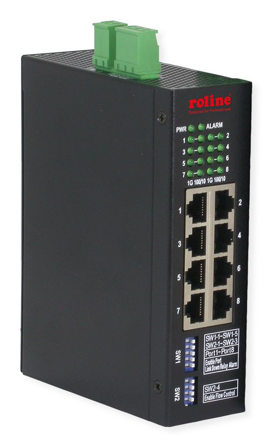 ROLINE Industrial Managed Gigabit Ethernet Switch 8-Port Schwarz