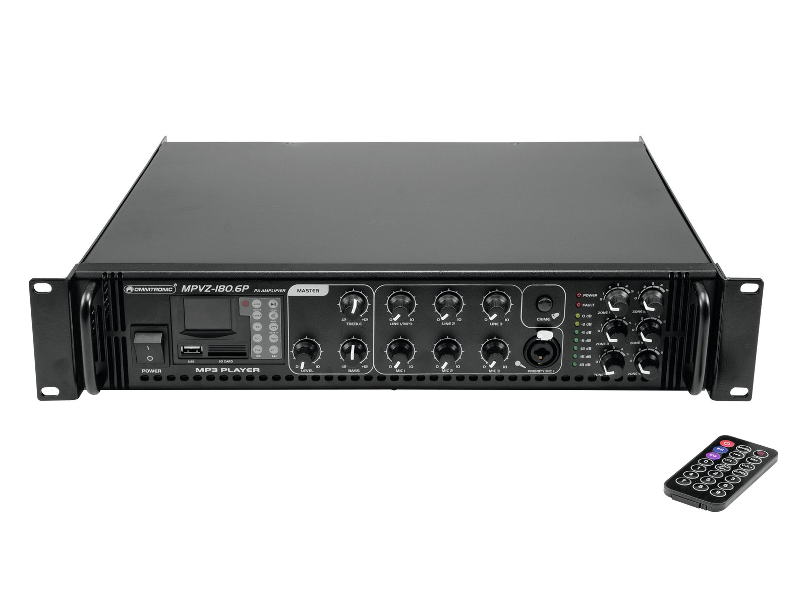 Omnitronic MPVZ-180.6P Mischverstärker 180 W Schwarz