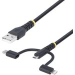 StarTech.com 3,3ft USB Multi Charging Cable, Lightning/Micro-USB/Type-C (RLTCUB1MBK)