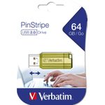 Verbatim Store n Go Pinstripe USB 2.0 Eucalyptus Green 64GB - - 64 GB USB-Stick USB Typ-A Blau (49964)