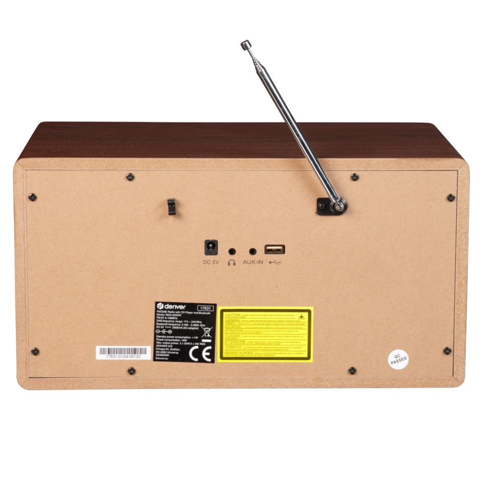 DENVER MDA-525DW Audiosystem 100 W Dunkles Holz