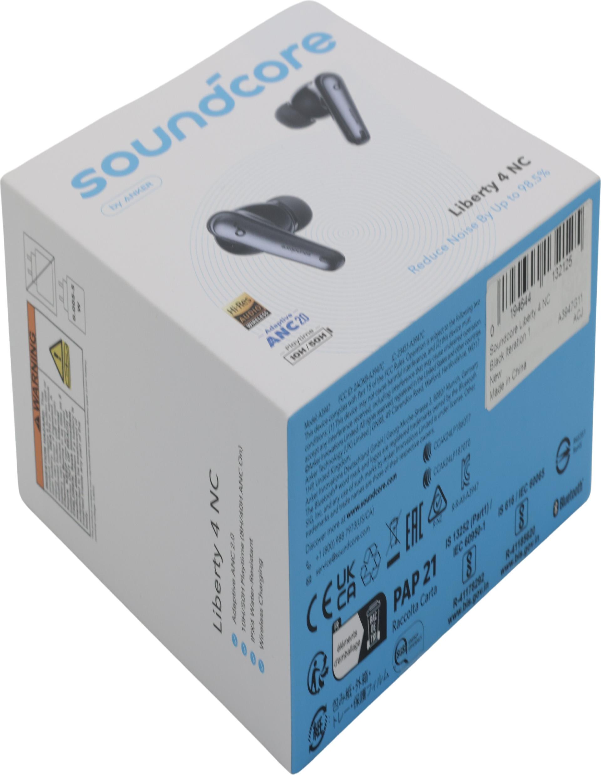 Soundcore Liberty 4 NC In-Ear True Wireless Kopfhörer mit ANC und Bluetooth Velvet Black