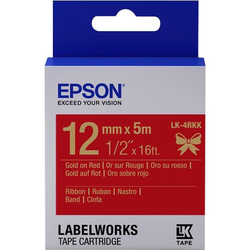 Epson LabelWorks LK-4RKK Seidig Gold auf Rot C53S654033
