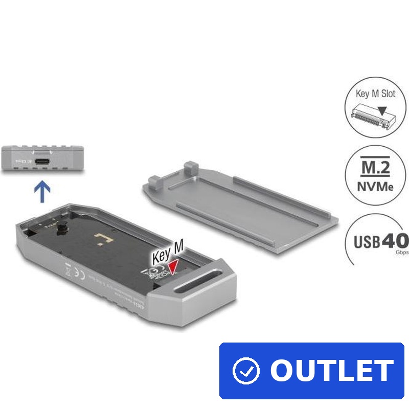 Delock M.2 NVMe SSD Gehäuse USB 40 Gbps - werkzeugfrei (42033) (B-Ware)