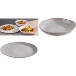 APS Teller FOOTMARK, Durchmesser: 210 mm, weiß/grau aus Melamin, spülmaschinengeeignet, hitzebeständig - 1 Stück (85323)