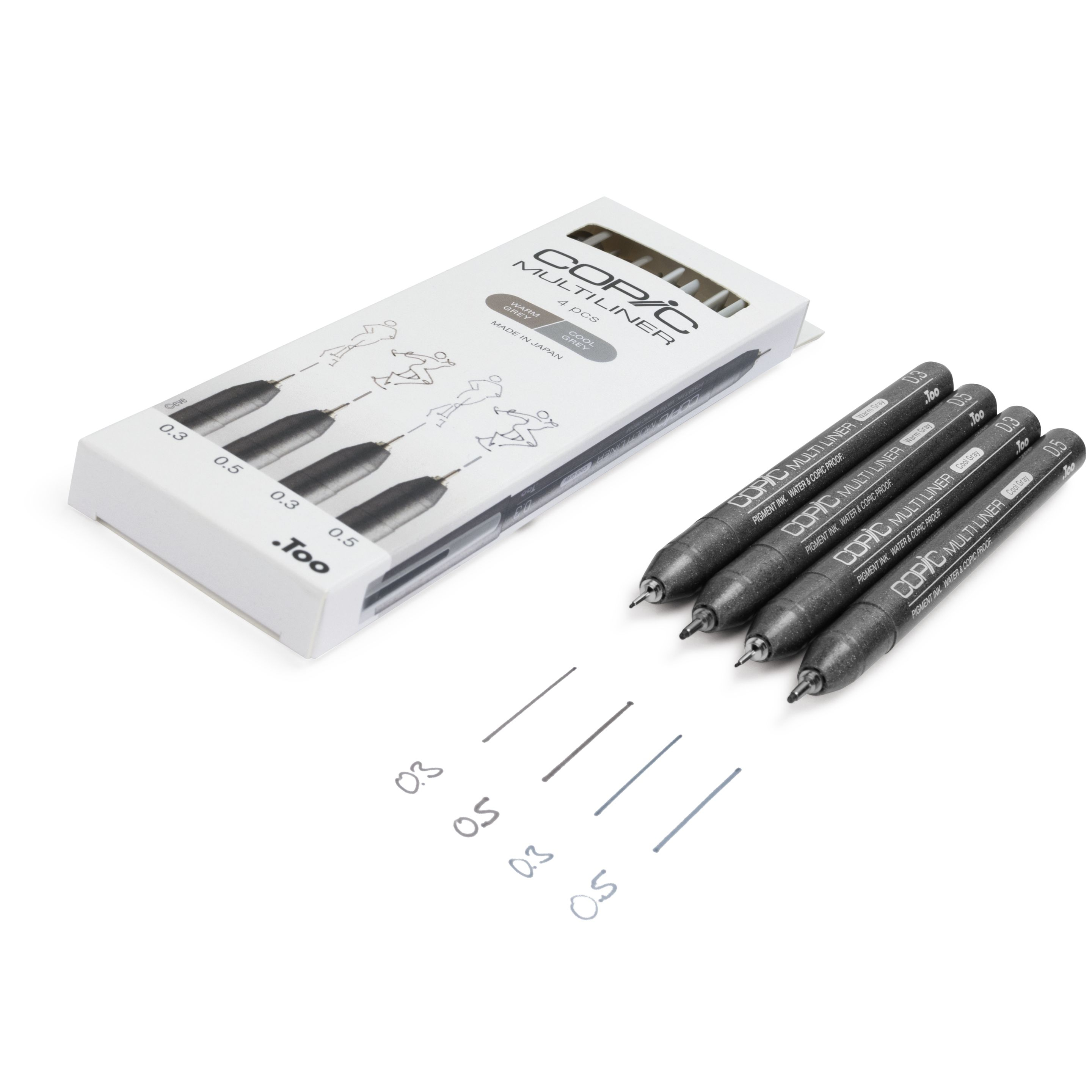 COPIC Multiliner Fineliner Set 0.3 + 0.5 mm Grau 4 St.