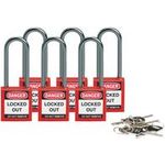 Brady, kompaktes Sicherheitsschloss Nylon, Rot, 50mm Bügelhöhe, 4,7mm Aluminium-Schließbügel (Keyed Different) (6er Pack) (814136)