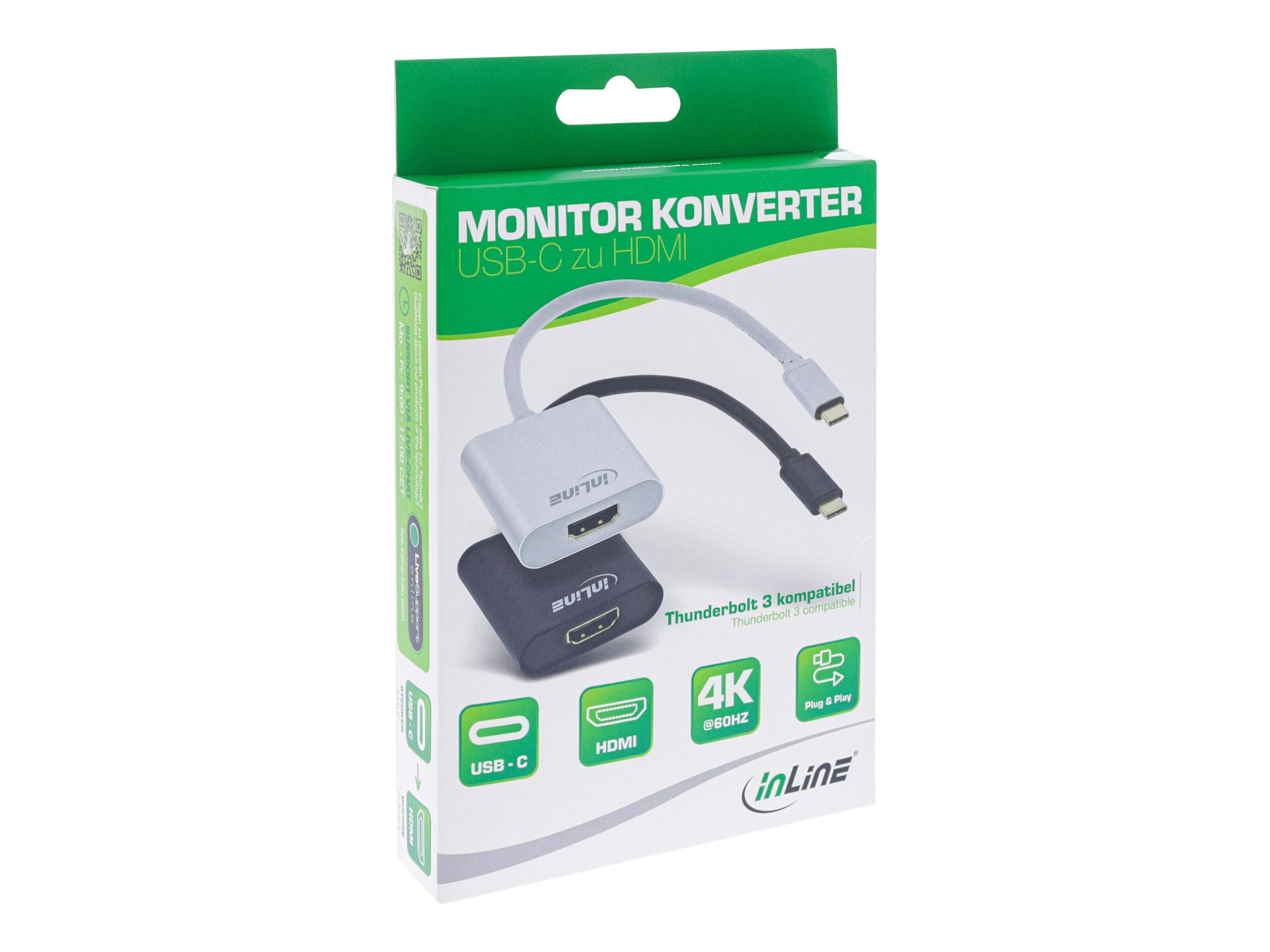 InLine USB-C Stecker zu HDMI Buchse 4K2K Schwarz