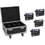 EUROLITE Set 4x AKKU MBT-3 Spot MK2 LED Uplight + Flightcase Rollen Ladebox