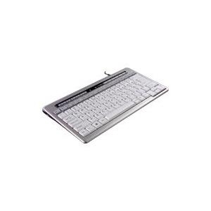 BakkerElkhuizen Kompakttastatur S-board 840 Design USB, silber / hellgrau - Kompakte Tastatur mit Multimediatasten und USB-Hub (BNES840DDE)