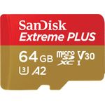 SanDisk micro SDXC karta 64GB Extreme PLUS (200 MB/s Class 10, UHS-I U3 V30) + adaptér (SDSQXBU-064G-GN6MA)