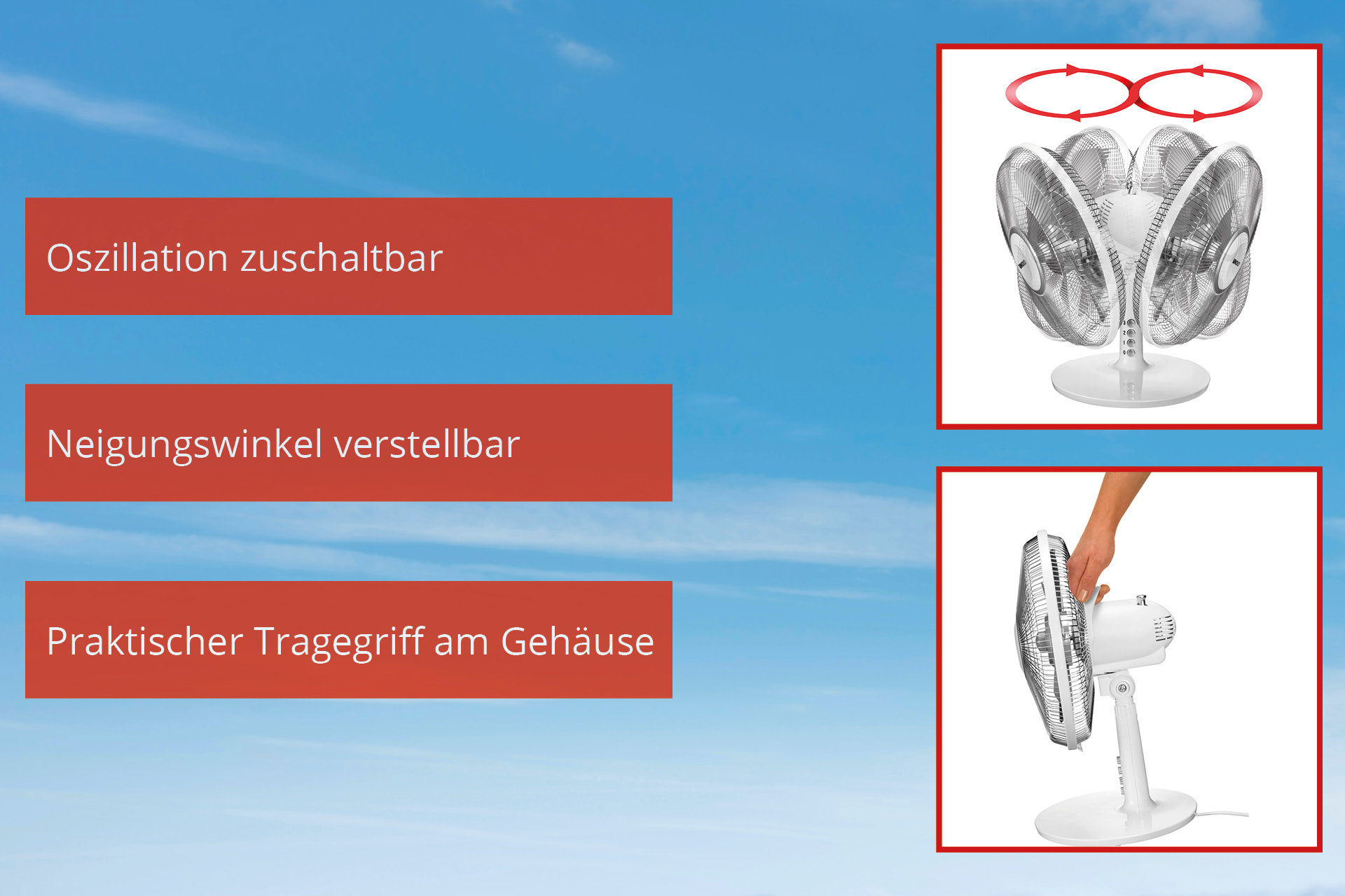 Unold Silverline 86815 Tischventilator 30 cm 40 W Silber, Weiß