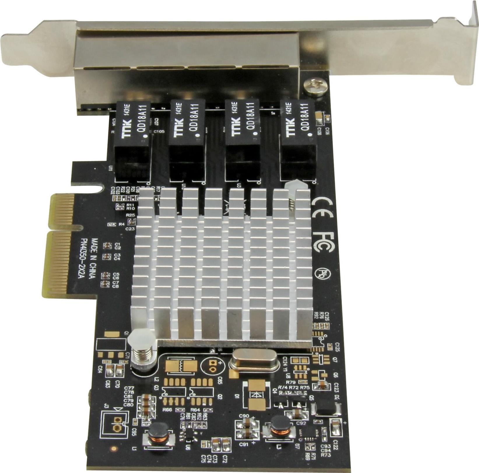 StarTech.com 4-Port PCIe Gigabit Ethernet Netzwerkkarte mit Intel I350, PCIe x4, Schwarz