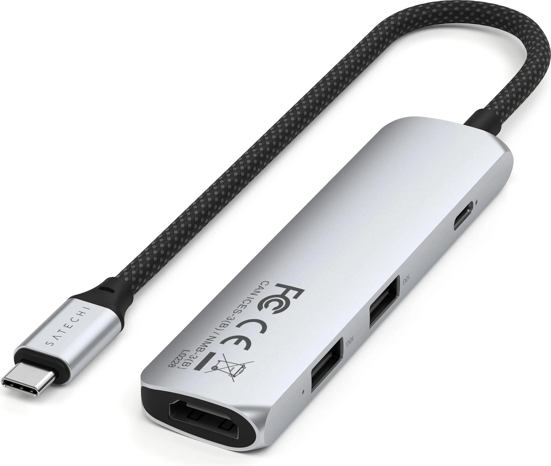 Satechi 4-in-1 Dockingstation USB-C HDMI 100W Power Delivery Silber
