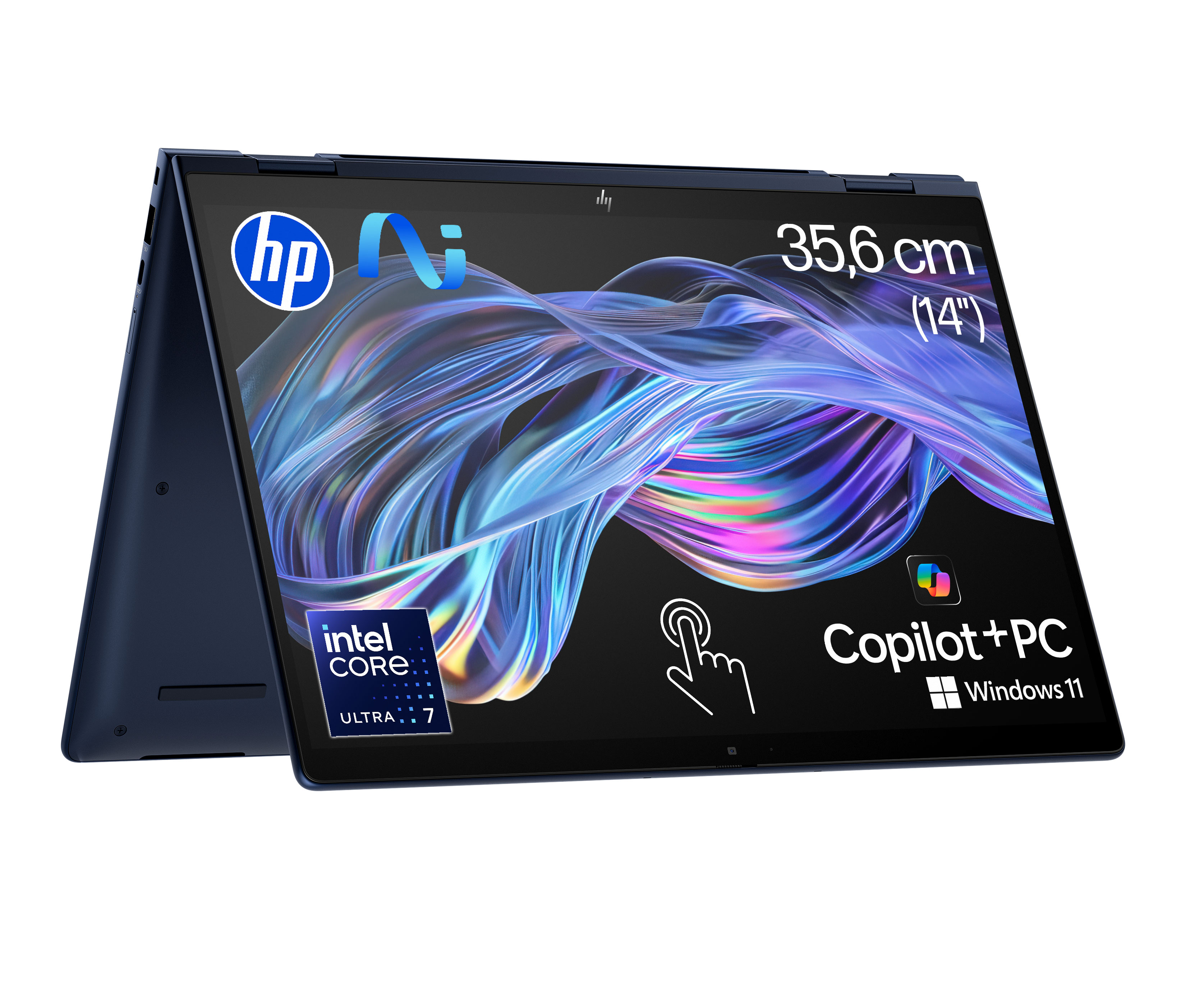 HP EliteBook X Flip G1i KI Laptop Intel Core Ultra 7 258V Hybrid (2-in-1) 35,6 cm (14") Touchscreen WUXGA 32 GB LPDDR5x-SDRAM 1 TB SSD Windows 11 Pro Copilot+ PC Blau  (B69BNET#ABD)