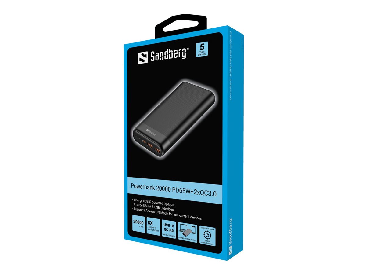 Sandberg 420-62 Powerbank 20000 mAh 65 W Schwarz