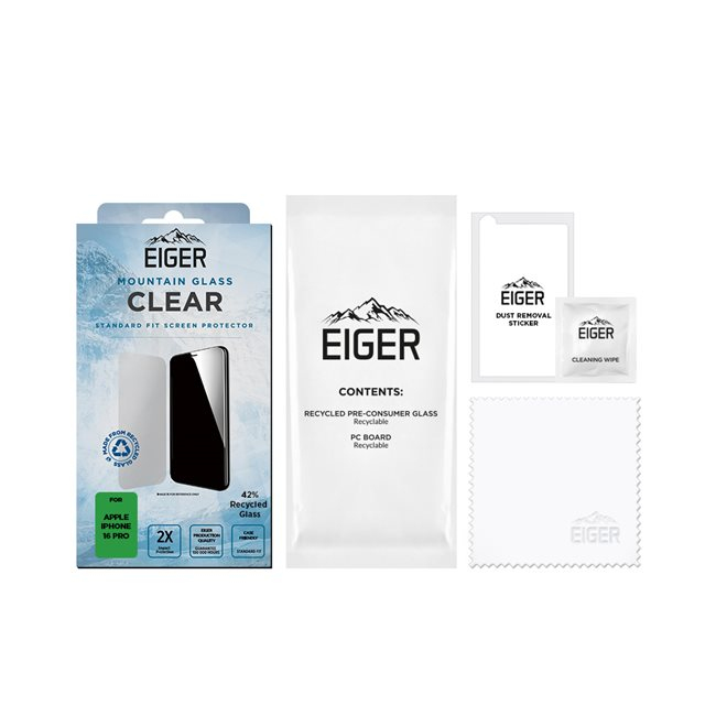 Eiger SP Mountain Glass Clear Displayschutzfolie für iPhone 16 Pro Transparent