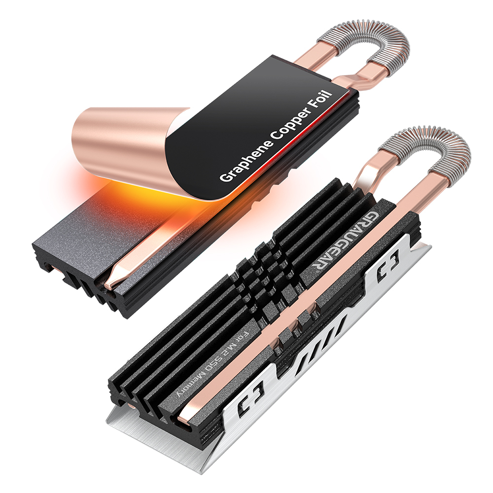 GrauGear G-M2HS07-GC Heatpipe SSD-Kühler M.2 NVMe 2280 Graphen-Kupfer Schwarz