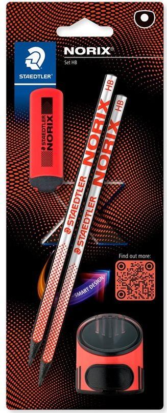 STAEDTLER Norix Bleistifte HB silber koralle mit Radierer 1 Set (181 SBK2-2)