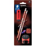 STAEDTLER Norix Bleistifte HB silber koralle mit Radierer 1 Set (181 SBK2-2)