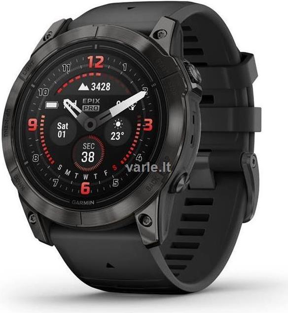 Garmin epix™ Pro (Gen 2) Smartwatch – Sapphire Edition | 51 mm, kohlenstoffgraues DLC-Titan, mit schwarzem Armband (010-02804-01)