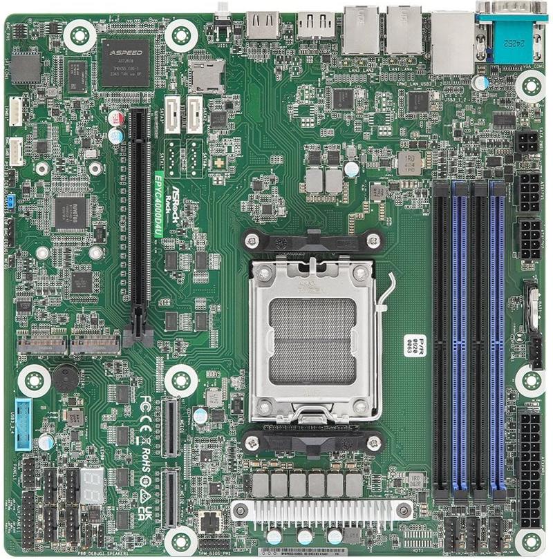 ASRock Rack EPYC4000D4U Server-Mainboard Micro-ATX Sockel AM5 DDR5 IPMI (EPYC4000D4U)