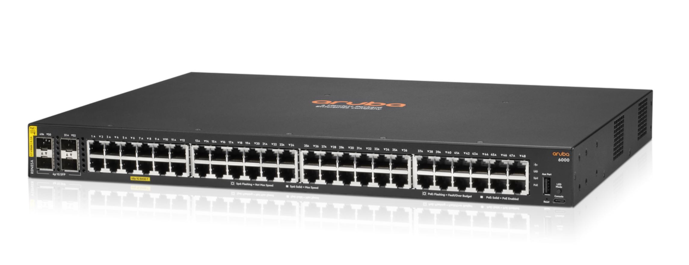 HPE Aruba Networking CX 6000 48p Class4 PoE Switch - 370W, 4x SFP, managed (R8N85B#ABB)