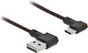 DELOCK EASY-USB 2.0 Kabel Typ-A Stecker zu USB Type-C Stecker gewinkelt links / rechts 1,5 m schwarz