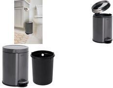 Rubbermaid Tret-Abfalleimer, rund, 6 Liter, dunkelgrau aus Edelstahl, herausnehmbarer Kunststoffinnenbehälter, - 1 Stück (2179250)