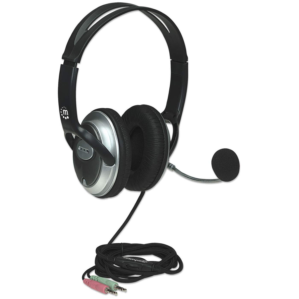 Manhattan Classic Stereo On-Ear Headset 3,5 mm Stecker Schwarz, Silber