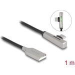 Delock USB 2.0 Kabel Typ-A Stecker zu USB Type-C™ Stecker gewinkelt mit LED und Schnellladefunktion 60 W 1 m (80766)
