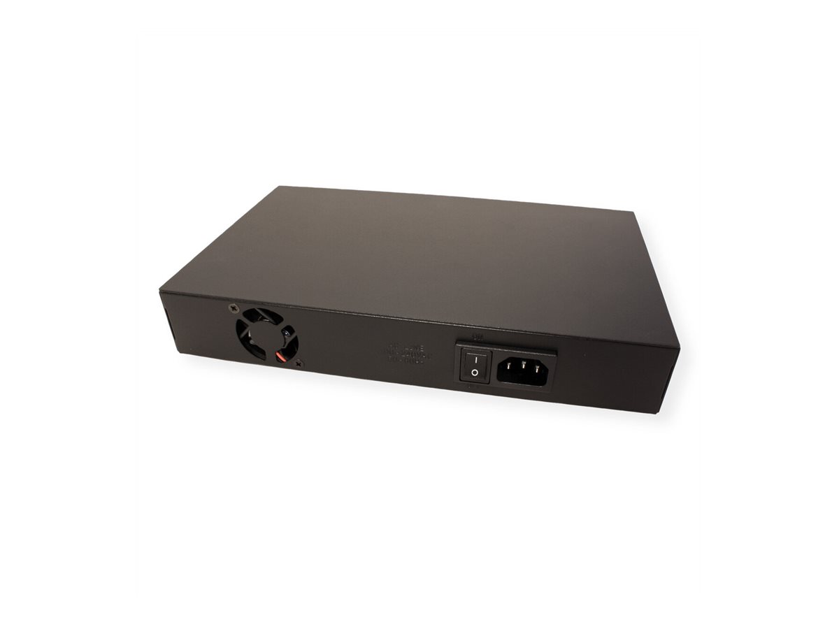 ROLINE PoE Fast Ethernet Switch, 8 Port, 130 W, 19" Einbau, Schwarz