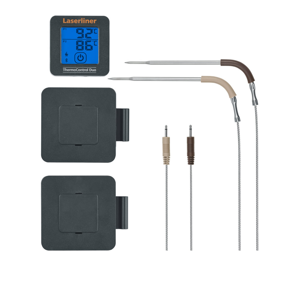 Laserliner ThermoControl Duo Essensthermometer Digital 0–350 °C Bluetooth Silber, Schwarz