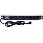 ROLINE 48,30cm (19")-Steckdosenleiste 8fach mit Schalter beleuchtet 1.8m schwarz (19.07.1619)