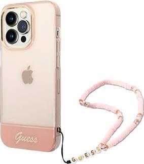 Guess PC/TPU Camera Outline Translucent Case with Strap für Apple iPhone 14 Pro - pink (GUHCP14LHGCOHP)