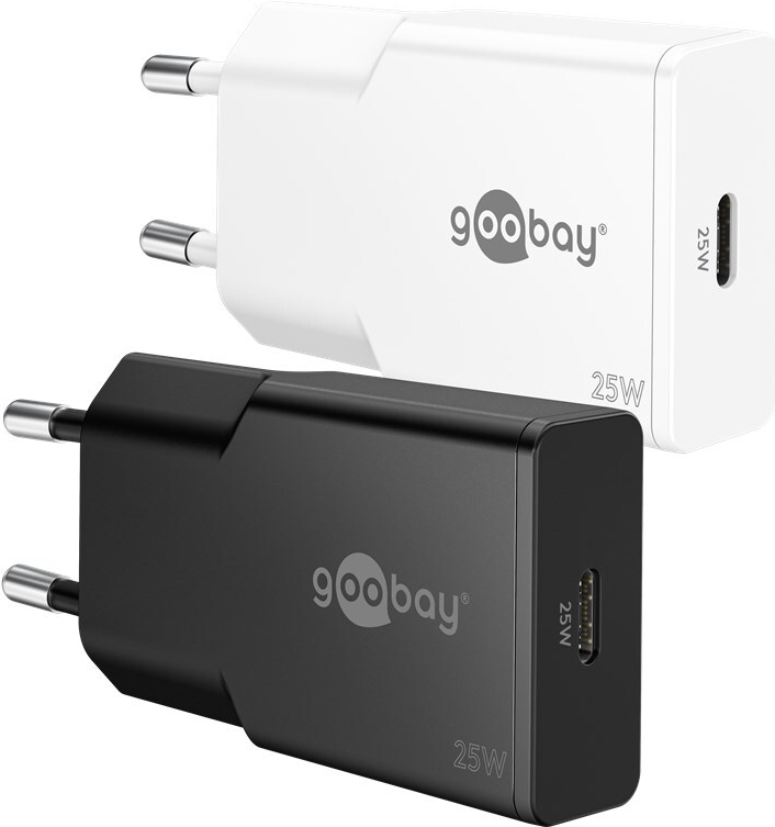 Goobay USB-C PD GaN Schnellladegerät Slim 25 W schwarz - 1x -Anschluss Power (75731)