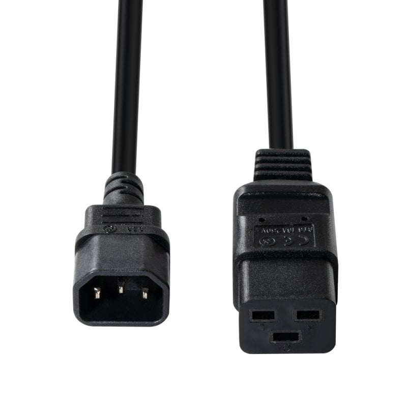 Lindy Spannungsversorgungs-Verlängerungskabel 2 m IEC C14 zu IEC C19 Schwarz