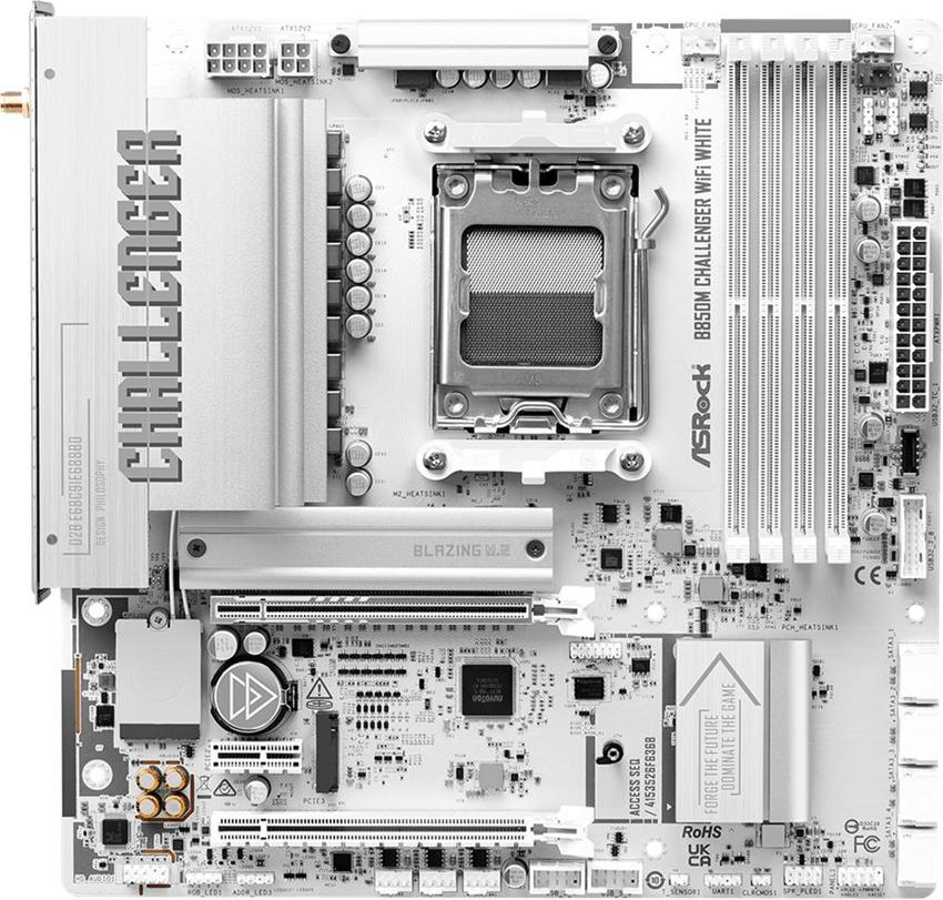 ASRock B850M Challenger WiFi White AM5 mATX Mainboard Socket AM5 AMD B850 WiFi 7