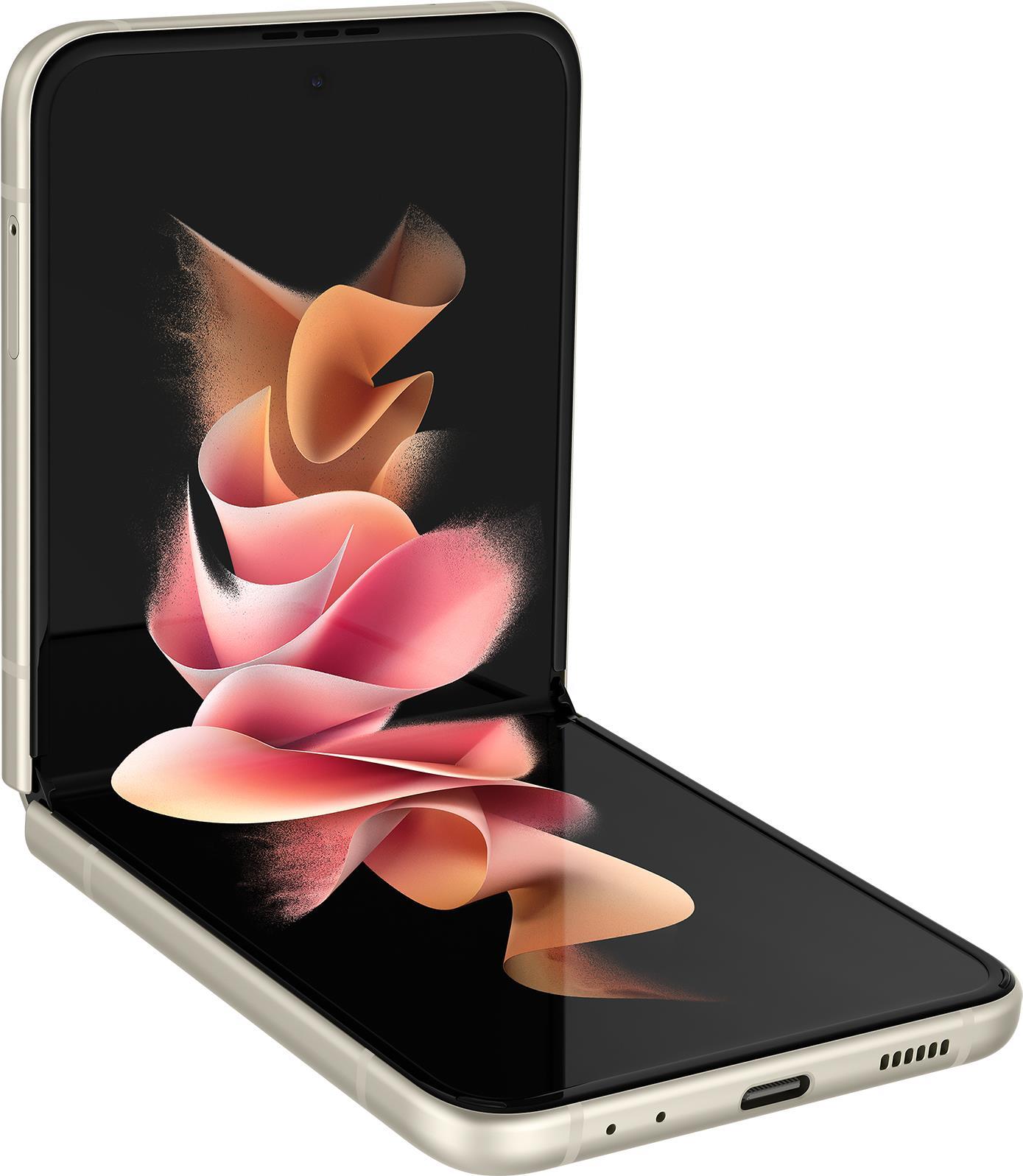 Samsung Galaxy Z Flip3 5G - 5G Smartphone - Dual-SIM - RAM 8 GB / 256 GB - OLED-Display - 6.7 - 2640 x 1080 Pixel (120 Hz) - 2 x Rückkamera 12 MP, 12 MP - front camera 10 MP - Cremefarben