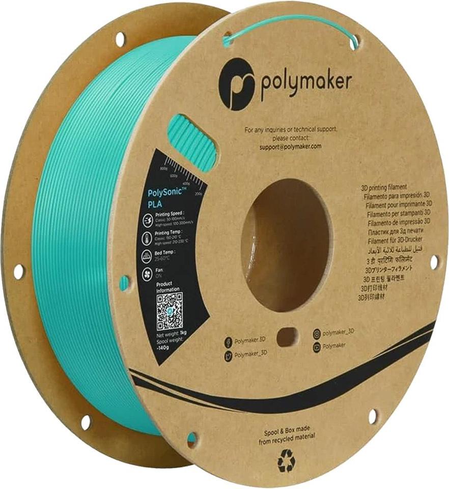 PLA HIGH SPEED 1,75mm TEAL 1kg POLYMAKER POLYSONIC 3D FILAMENT (PA12009)